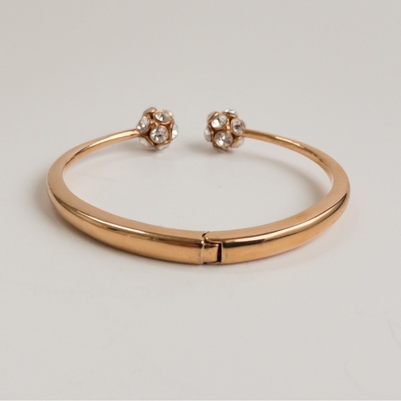 Kate Spade Time To Shine Open Hinged Cuff Bracelet Rose Gold Tone Clear Crystal - Picture 5 of 10